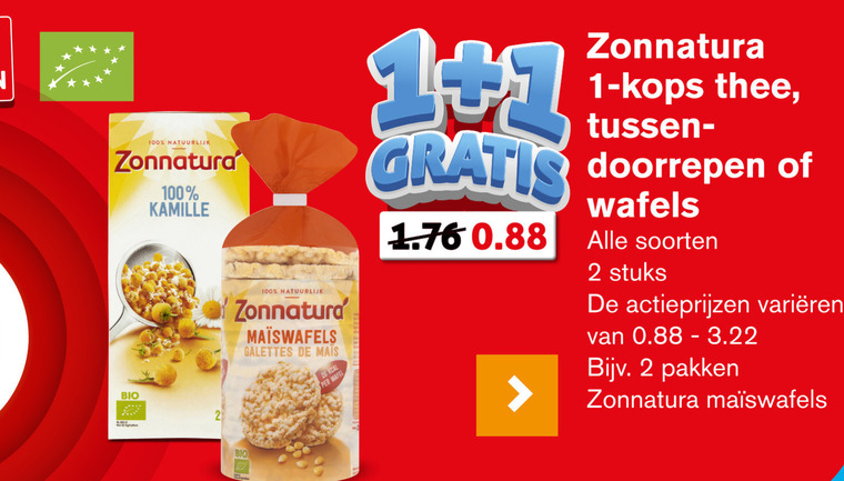 Zonnatura   thee, rijstwafels folder aanbieding bij  Hoogvliet - details