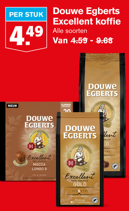 Douwe Egberts   koffie, koffiecups folder aanbieding bij  Hoogvliet - details