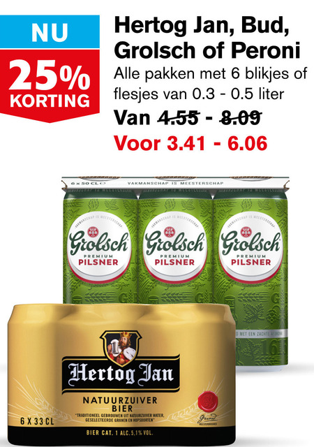 Hertog Jan   blikje bier folder aanbieding bij  Hoogvliet - details