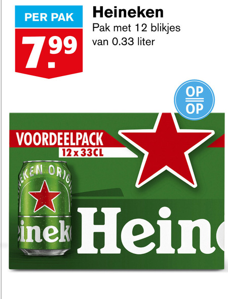 Heineken   blikje bier folder aanbieding bij  Hoogvliet - details