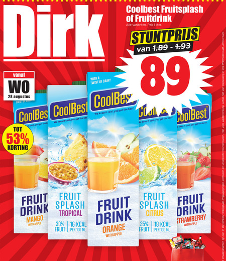 Coolbest   vruchtensap folder aanbieding bij  Dirk - details