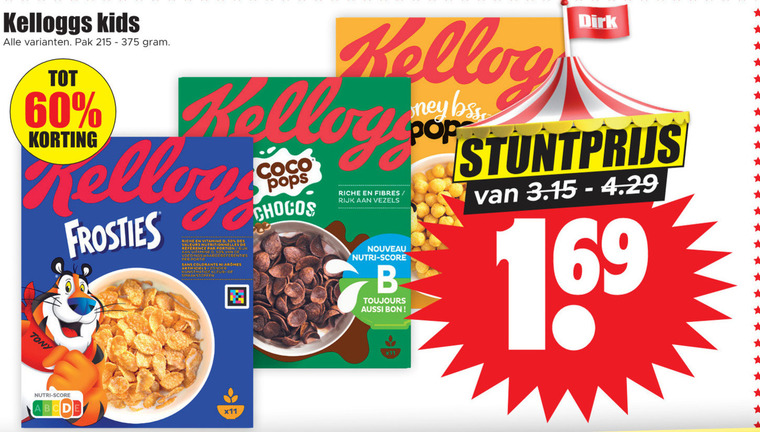 Kellogs   cereals folder aanbieding bij  Dirk - details