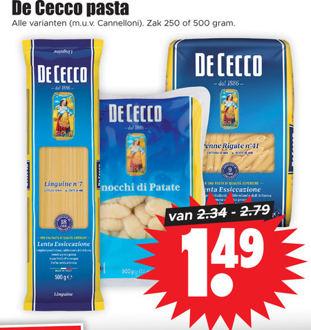 De Cecco   pasta folder aanbieding bij  Dirk - details