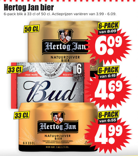 Bud   blikje bier folder aanbieding bij  Dirk - details