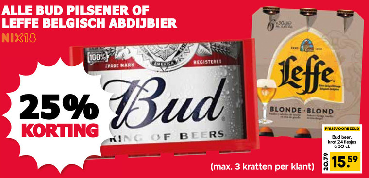 Bud   krat bier, speciaalbier folder aanbieding bij  MCD Supermarkt Basis - details