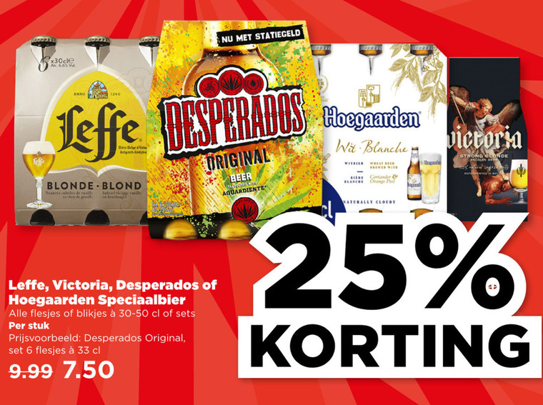 Hoegaarden   speciaalbier, blikje bier folder aanbieding bij  Plus - details