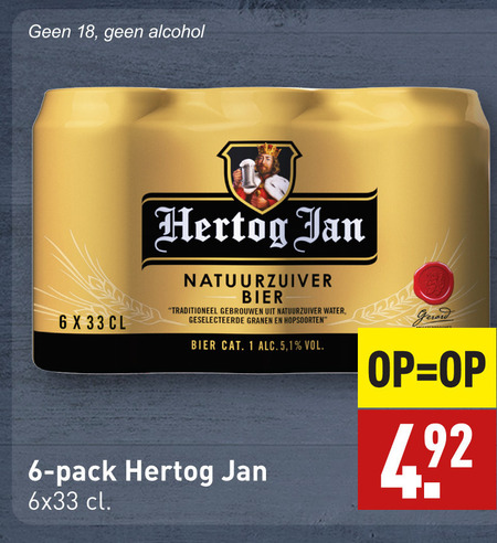 Hertog Jan   blikje bier folder aanbieding bij  Aldi - details