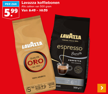 Lavazza   koffiebonen folder aanbieding bij  Hoogvliet - details