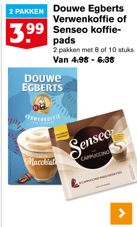 Douwe Egberts Senseo   koffiepad, oploskoffie folder aanbieding bij  Hoogvliet - details