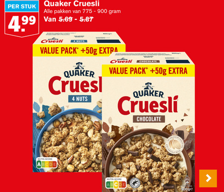 Quaker   cruesli folder aanbieding bij  Hoogvliet - details