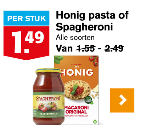 Honig   pasta, pastasaus folder aanbieding bij  Hoogvliet - details