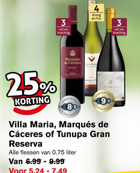 Villa Maria   rode wijn, witte wijn folder aanbieding bij  Hoogvliet - details