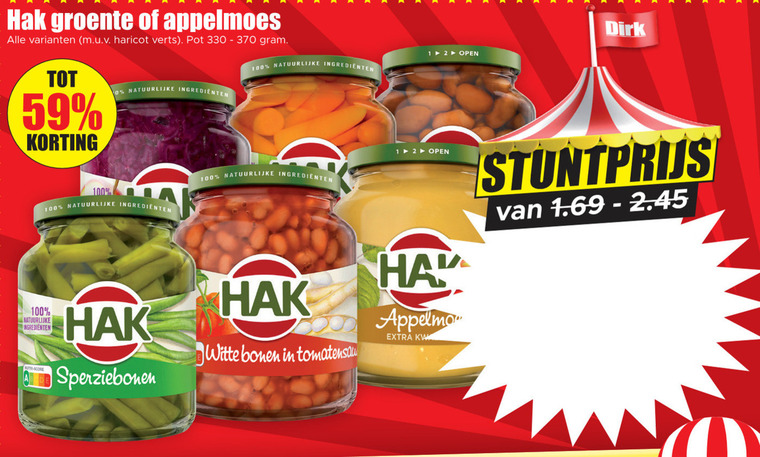 Hak   groenteconserven, bonen folder aanbieding bij  Dirk - details