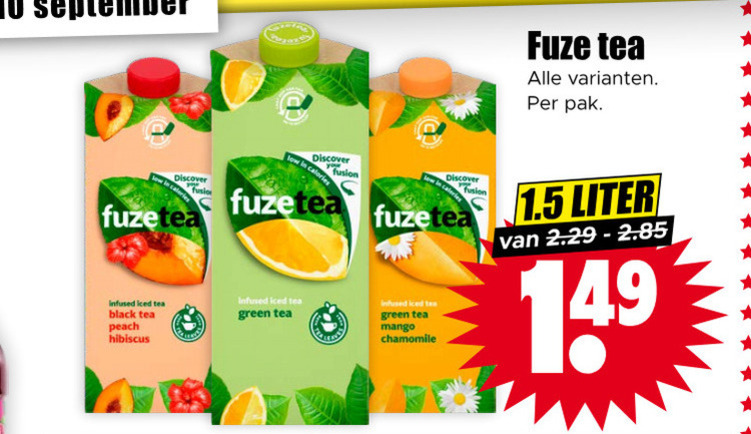 Fuze Tea   ice tea folder aanbieding bij  Dirk - details