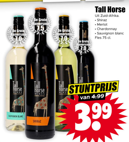 Tall Horse   rode wijn, witte wijn folder aanbieding bij  Dirk - details