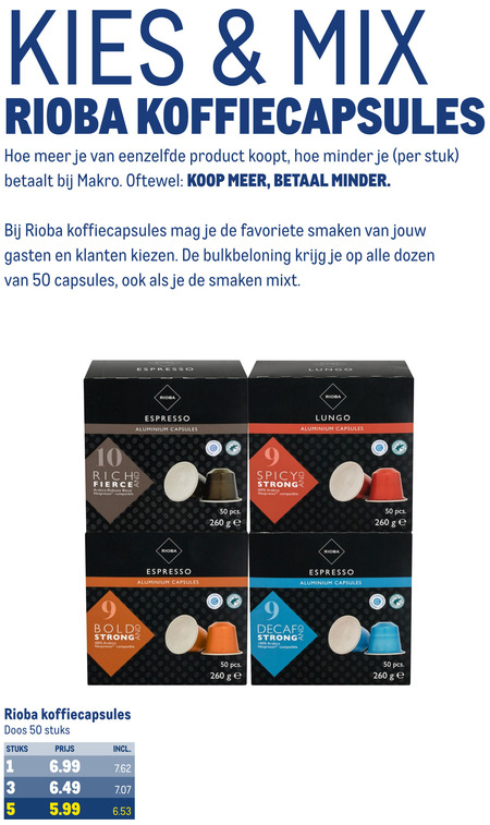 Rioba   koffiecups folder aanbieding bij  Makro - details