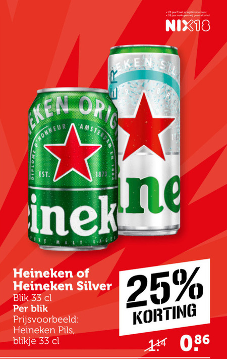 Heineken Silver   blikje bier folder aanbieding bij  Coop - details