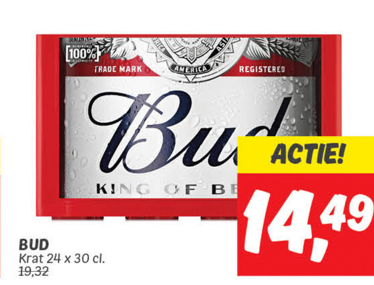 Bud   krat bier folder aanbieding bij  Dekamarkt - details