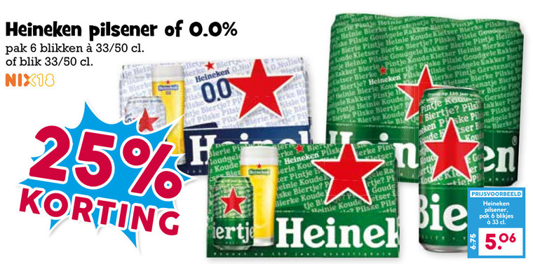 Heineken 0.0   blikje bier folder aanbieding bij  Boons Markt - details