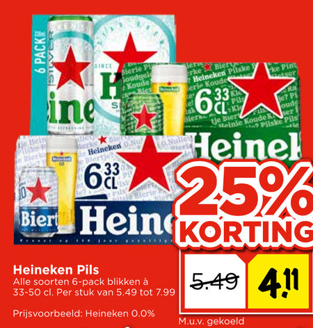 Heineken Silver   blikje bier folder aanbieding bij  Vomar - details