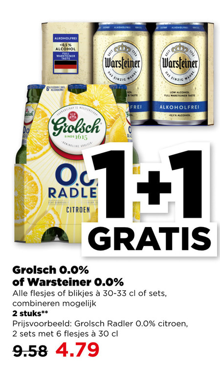 Warsteiner   alcoholvrij bier folder aanbieding bij  Plus - details