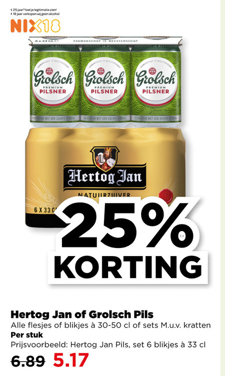 Hertog Jan   blikje bier folder aanbieding bij  Plus - details