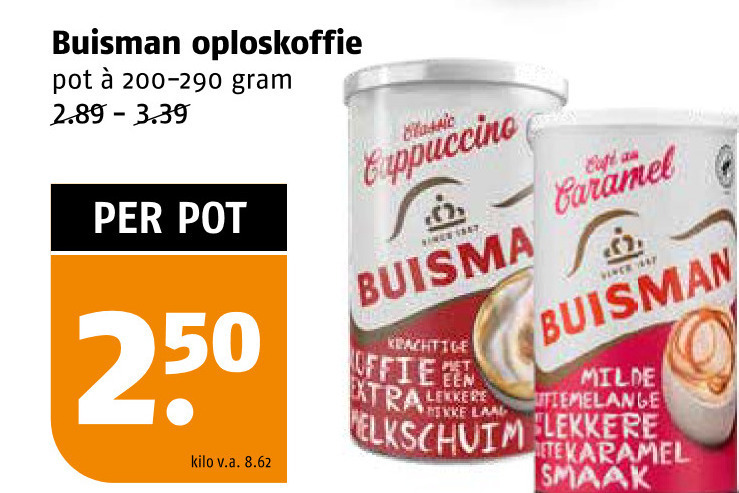 Buisman   oploskoffie folder aanbieding bij  Poiesz - details