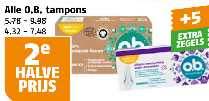 O.B.   tampons folder aanbieding bij  Poiesz - details