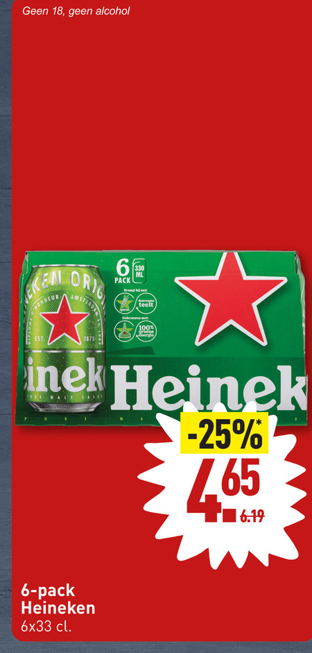 Heineken   blikje bier folder aanbieding bij  Aldi - details