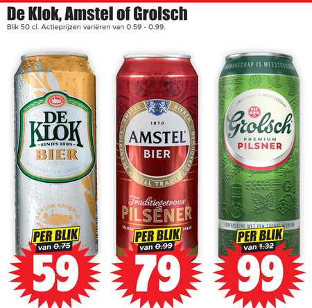 Amstel   blikje bier folder aanbieding bij  Dirk - details