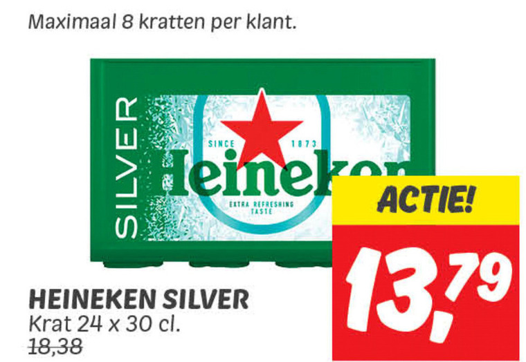 Heineken Silver   krat bier folder aanbieding bij  Dekamarkt - details