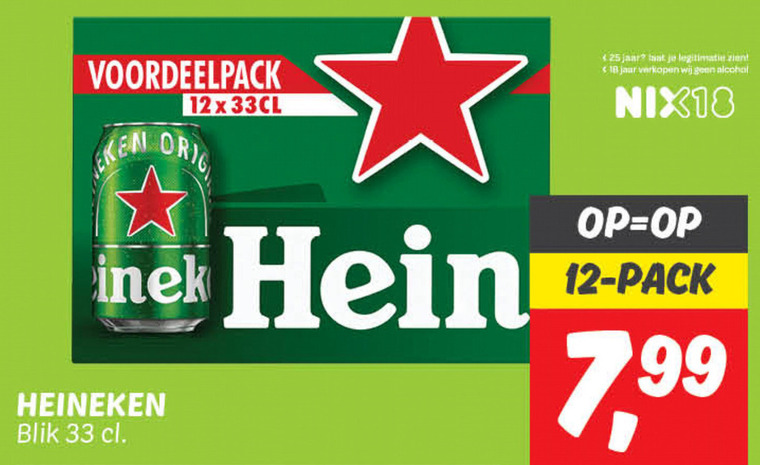 Heineken   blikje bier folder aanbieding bij  Dekamarkt - details