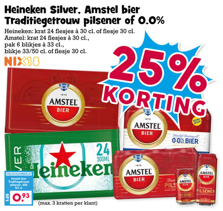 Heineken Silver   krat bier, blikje bier folder aanbieding bij  Boons Markt - details