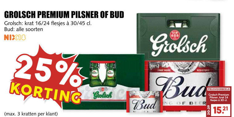 Grolsch   krat bier, blikje bier folder aanbieding bij  MCD Supermarkt Basis - details