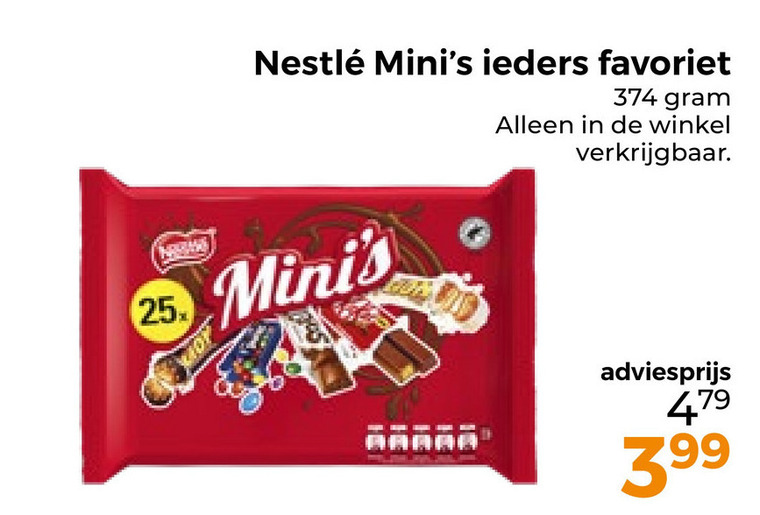 Nestle   mini chocoladerepen folder aanbieding bij  Trekpleister - details