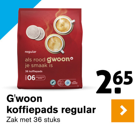 Gwoon   koffiepad folder aanbieding bij  Hoogvliet - details