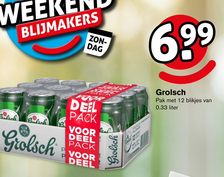 Grolsch   blikje bier folder aanbieding bij  Hoogvliet - details