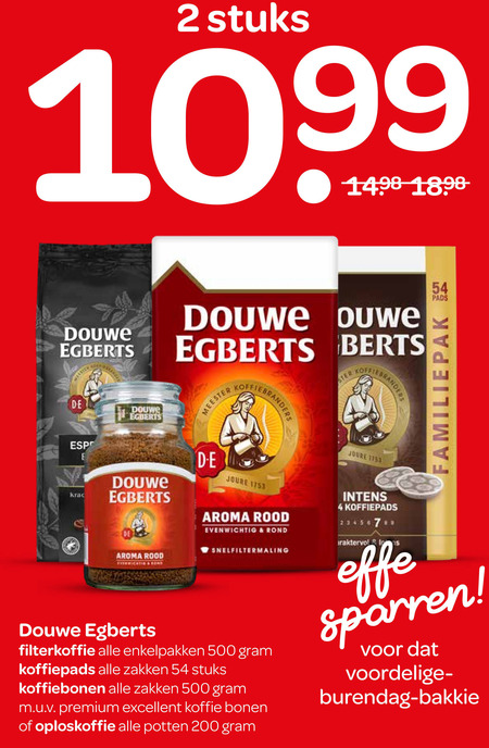 Douwe Egberts   koffiebonen, koffie folder aanbieding bij  Spar - details