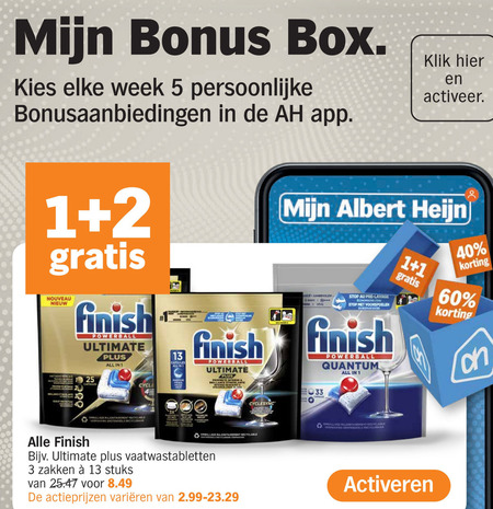 Finish   vaatwasmiddel folder aanbieding bij  Albert Heijn - details