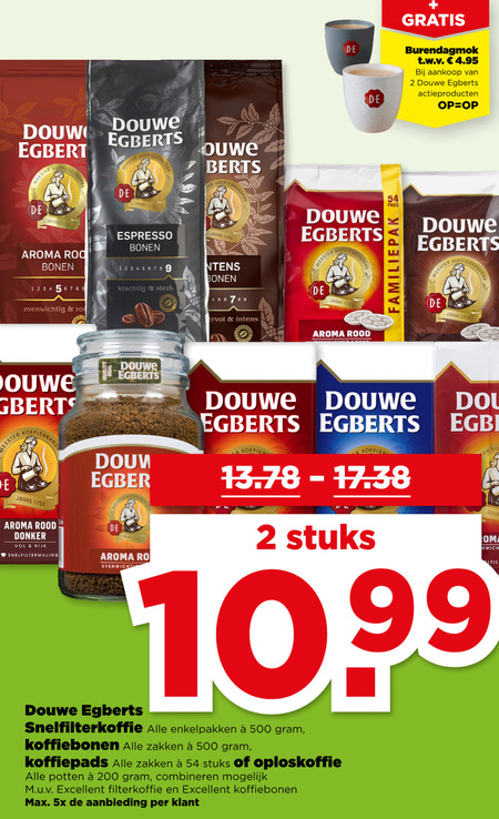 Douwe Egberts   koffiebonen, koffie folder aanbieding bij  Plus - details