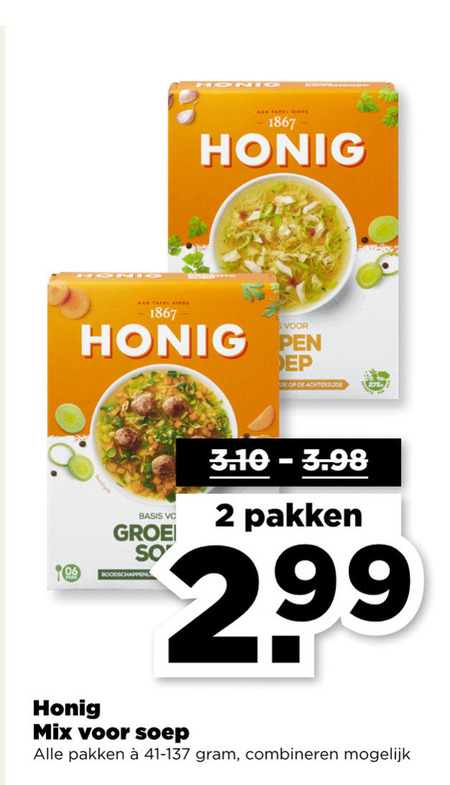 Honig   soep folder aanbieding bij  Plus - details