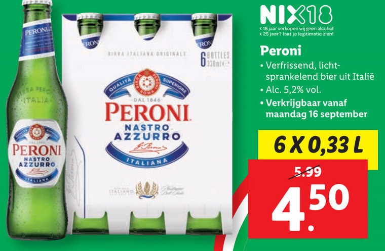 Peroni   speciaalbier folder aanbieding bij  Lidl - details