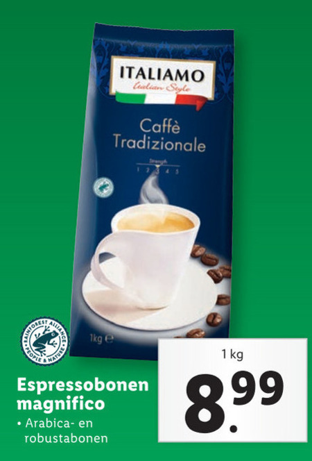 Italiamo   koffiebonen folder aanbieding bij  Lidl - details