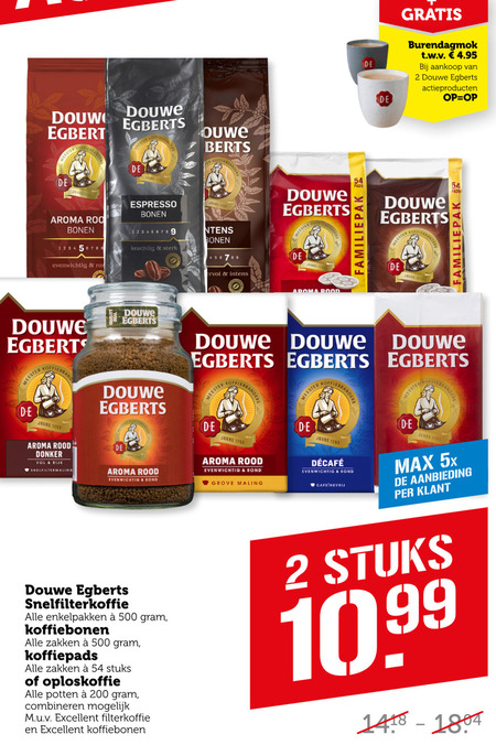 Douwe Egberts   oploskoffie, koffiebonen folder aanbieding bij  Coop - details