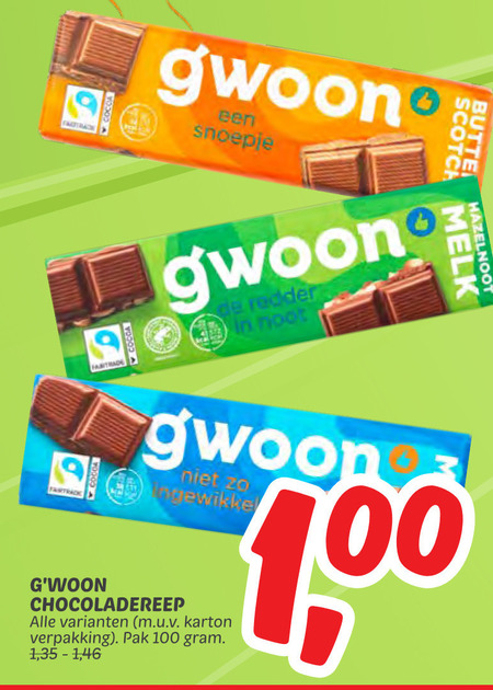 Gwoon   chocolade folder aanbieding bij  Dekamarkt - details