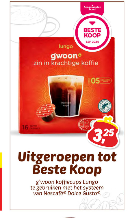 Gwoon   dolce gusto capsules folder aanbieding bij  Dekamarkt - details