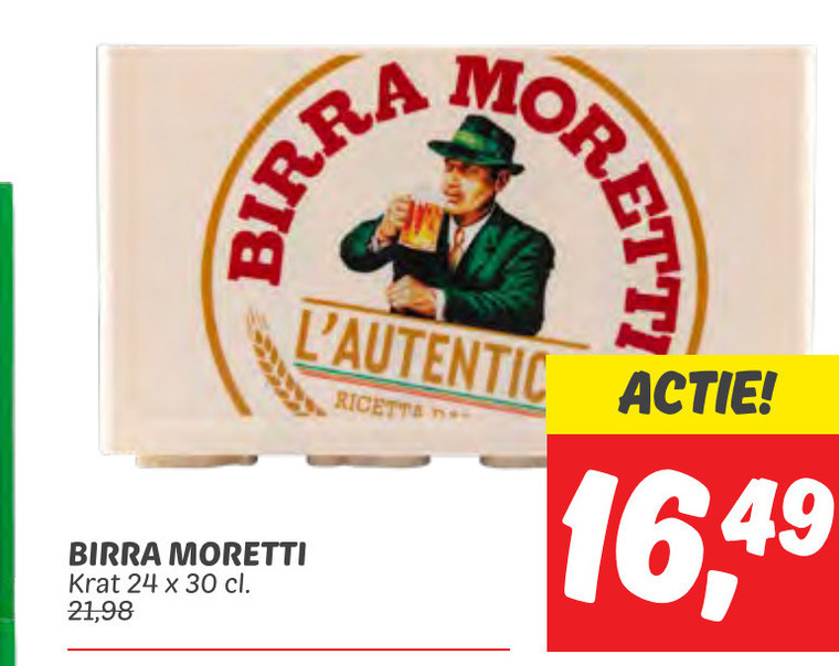 Birra Moretti   krat bier folder aanbieding bij  Dekamarkt - details