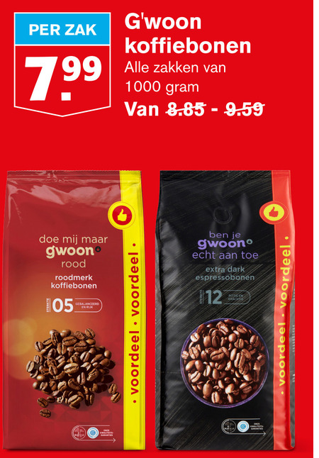 Gwoon   koffiebonen folder aanbieding bij  Hoogvliet - details