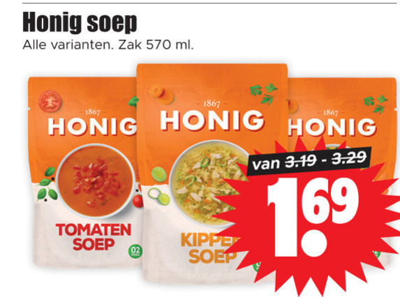 Honig   soep folder aanbieding bij  Dirk - details