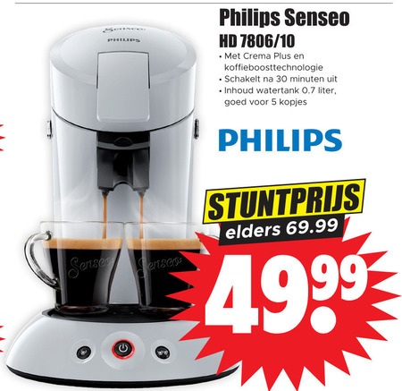 Philips   koffiepadmachine folder aanbieding bij  Dirk - details